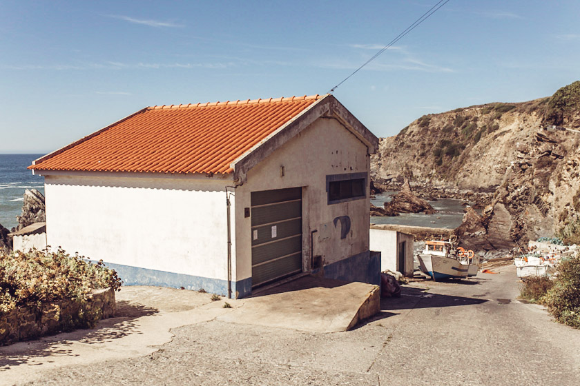 Small fisherman's cottage on Coast line in Lagos Portugal