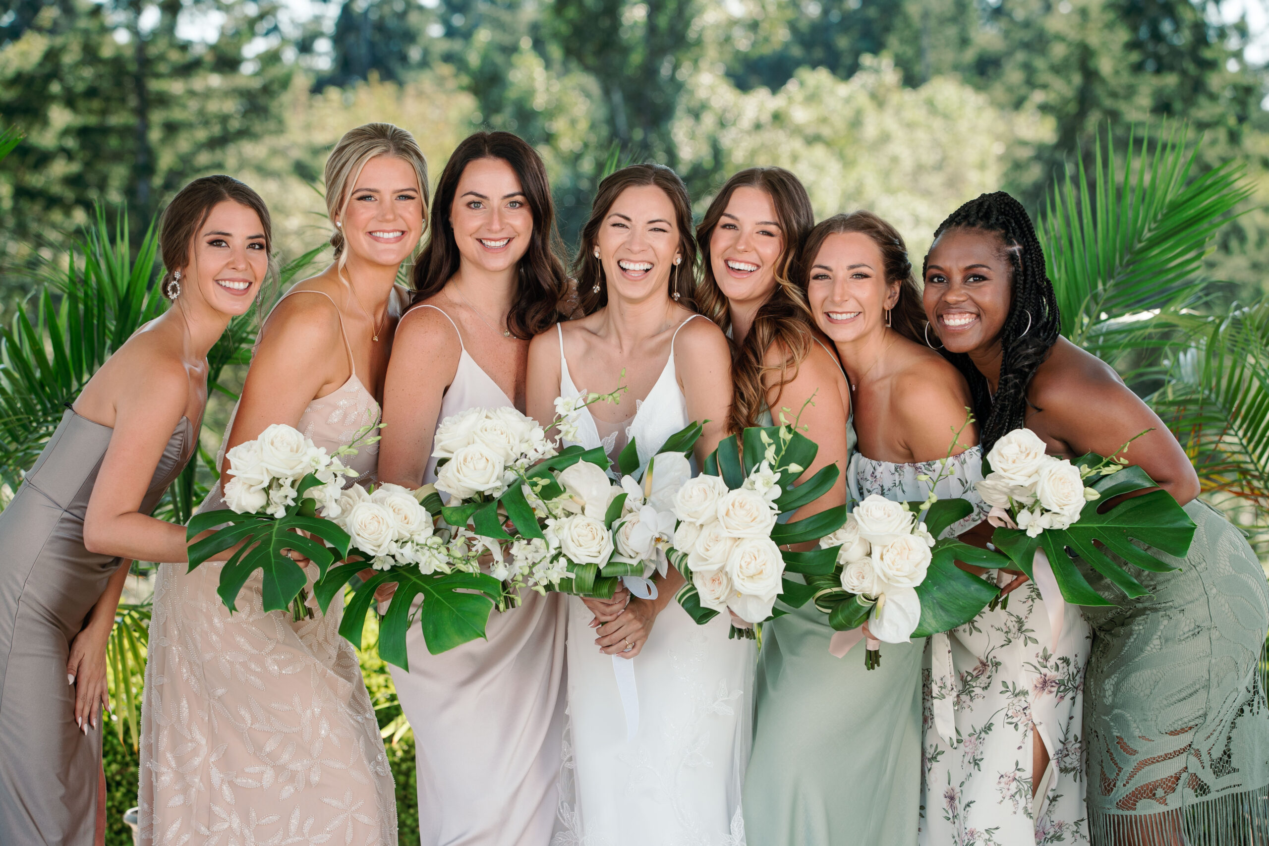 Willamette Valley Oreogn winery wedding photography of a group of bridesmaids Oswego Hills vineyard wedding