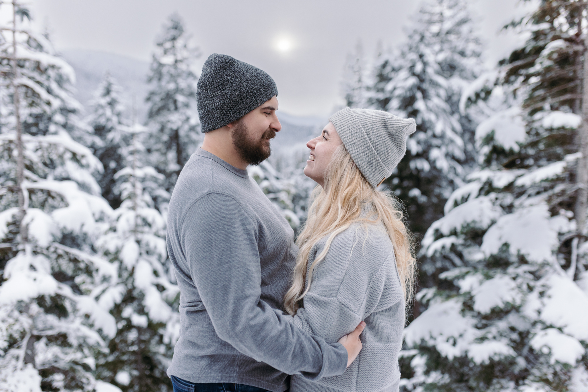 overlook snow forest engagement session