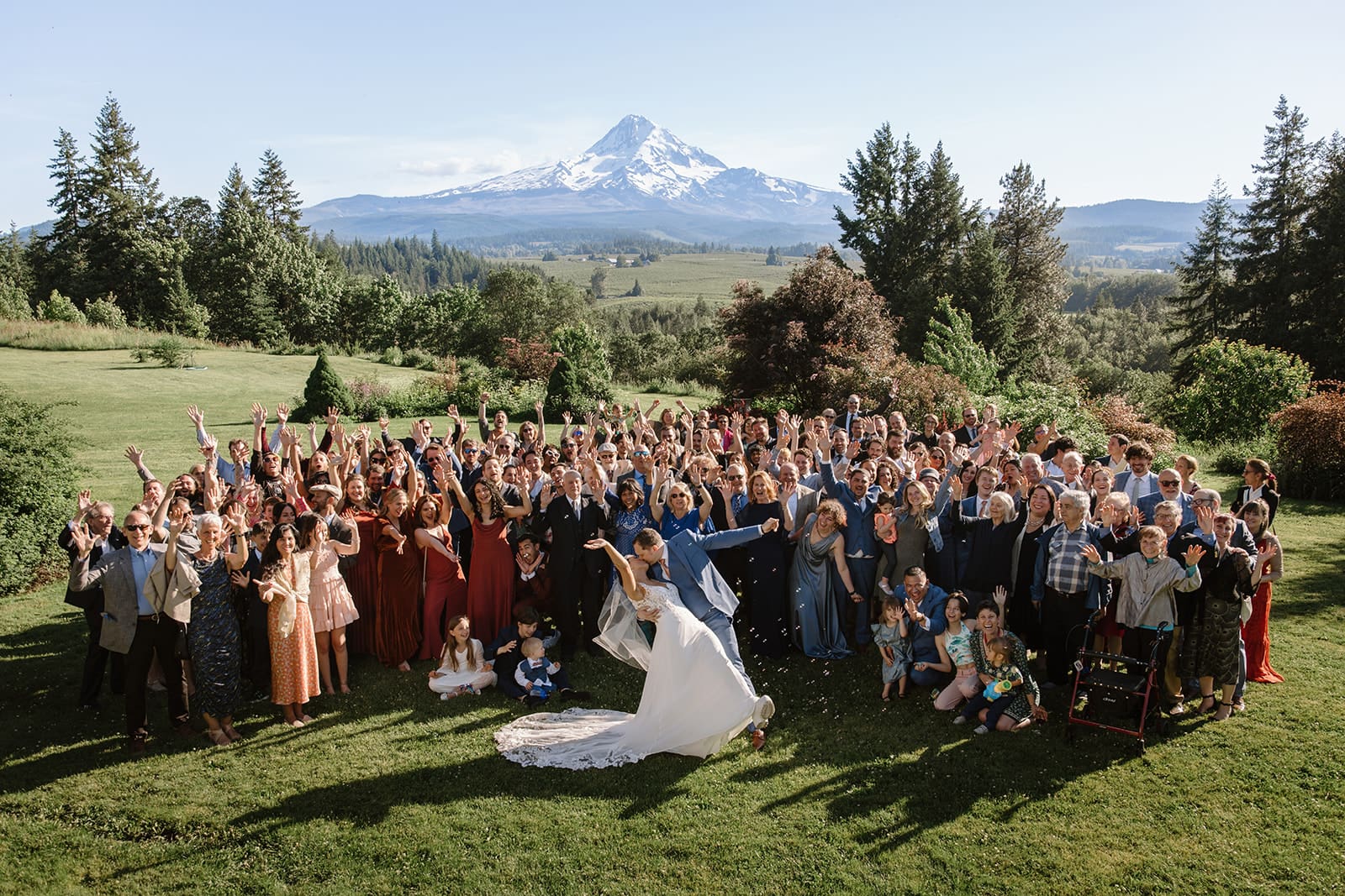 Mt. Hood Organic Farms Wedding view of Mount Hood | Baileaves Photography