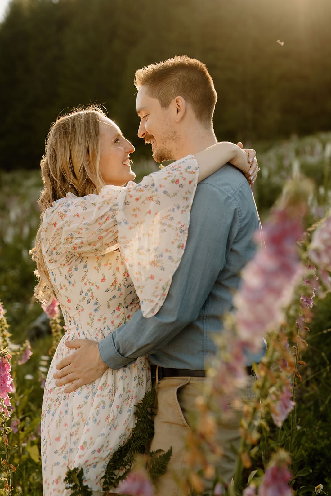 Mt. Hood Engagement Session with wild flowers