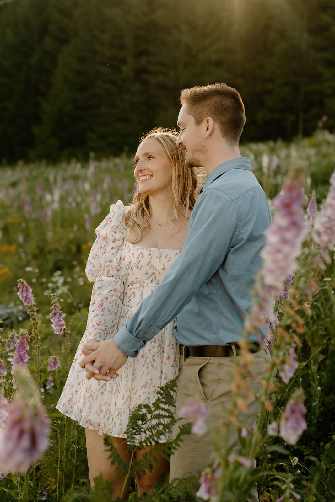 Alpine wild flower mt. Hood engagement session