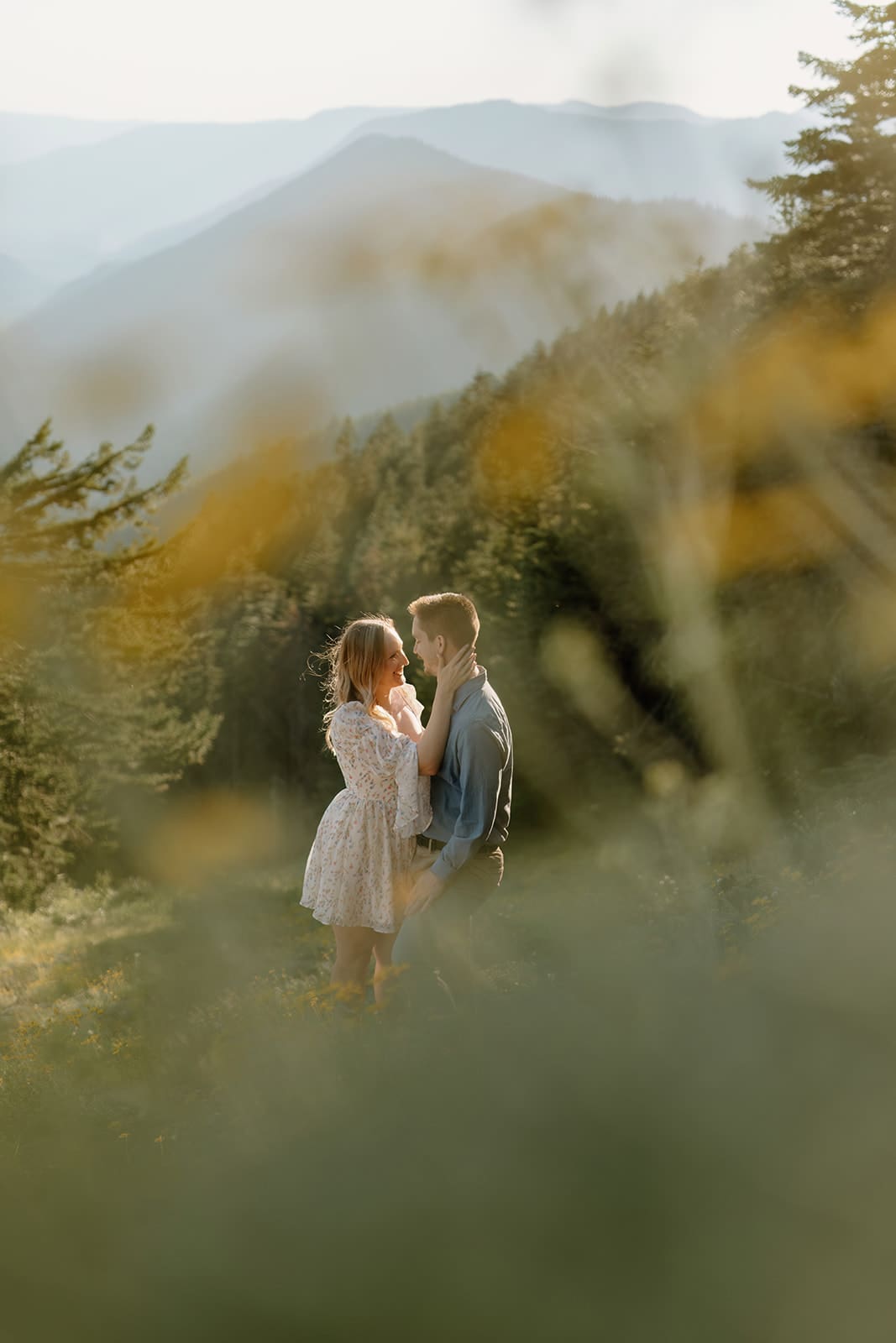 Alpine wild flower mt. Hood engagement session