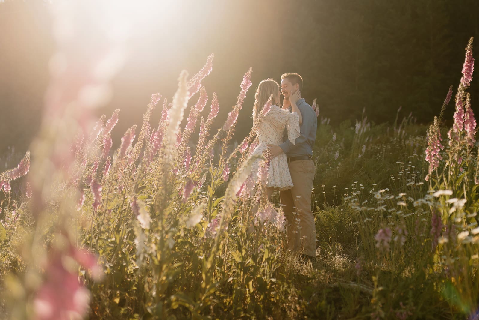 Alpine wild flower mt. Hood engagement session