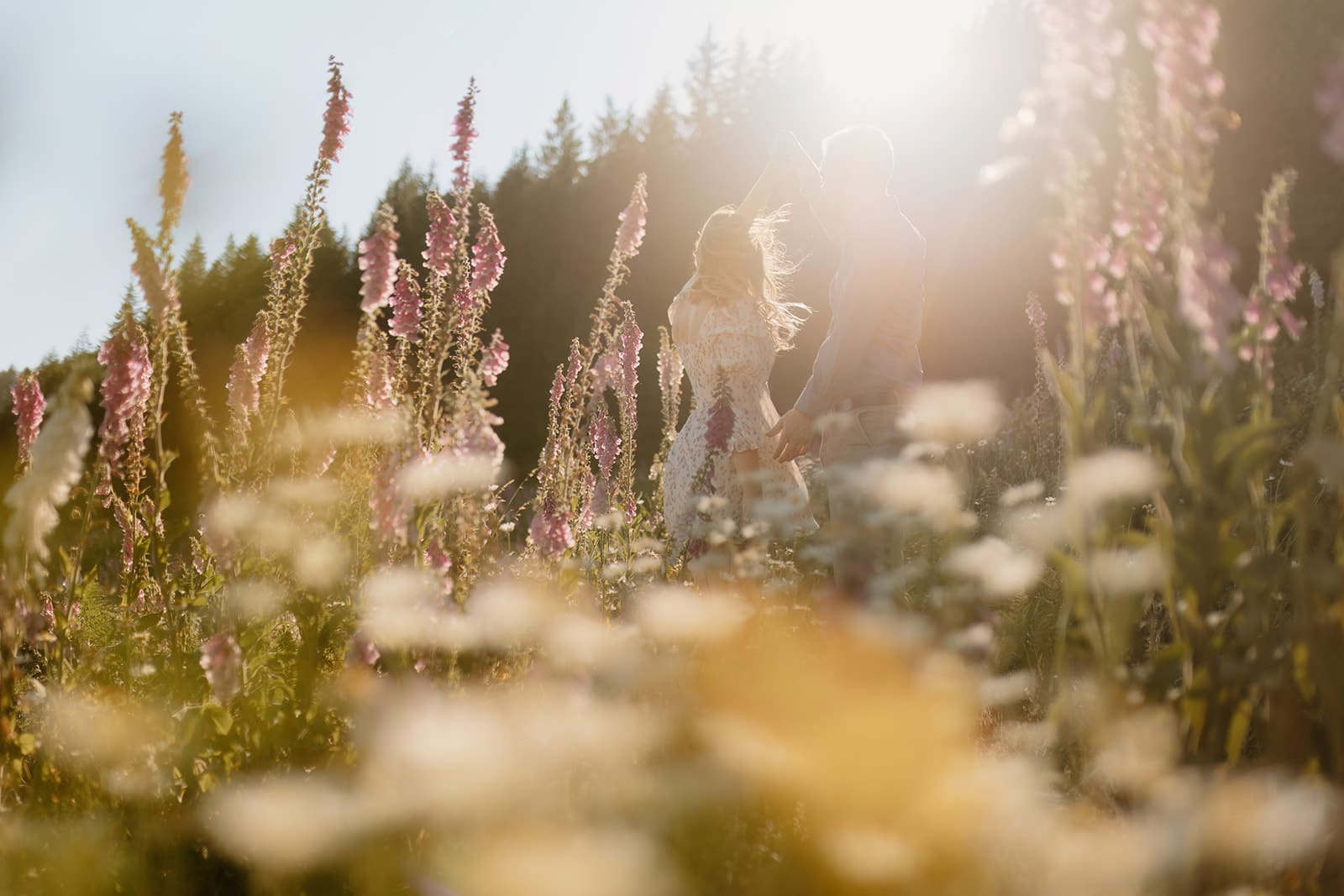 Alpine wild flower mt. Hood engagement session