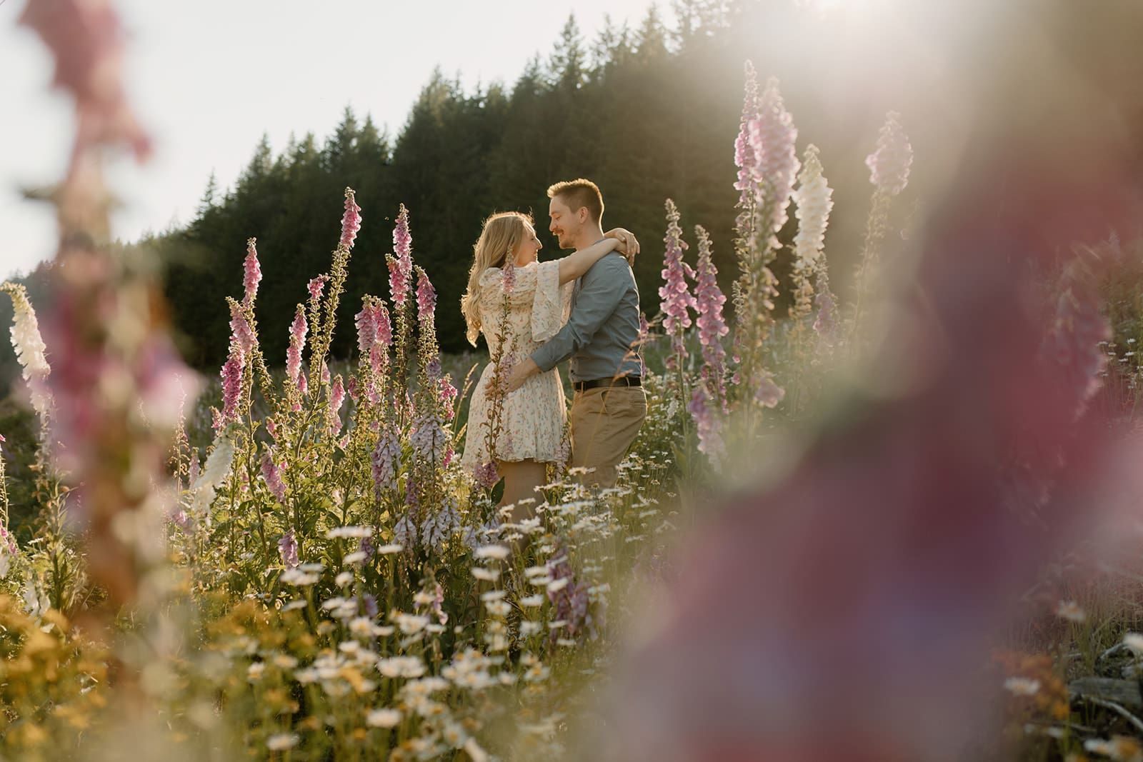 Alpine wild flower mt. Hood engagement session