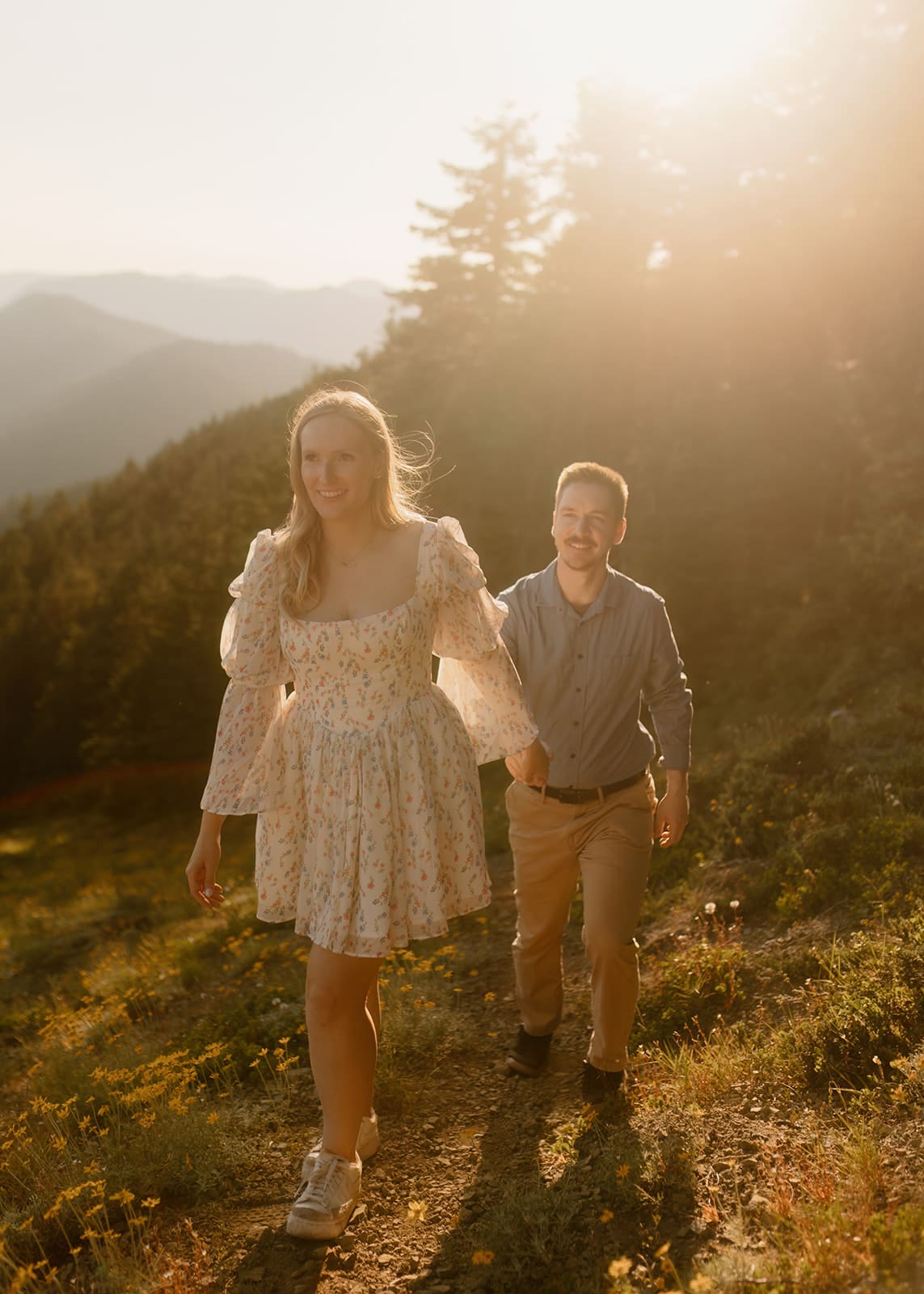 Alpine wild flower mt. Hood engagement session