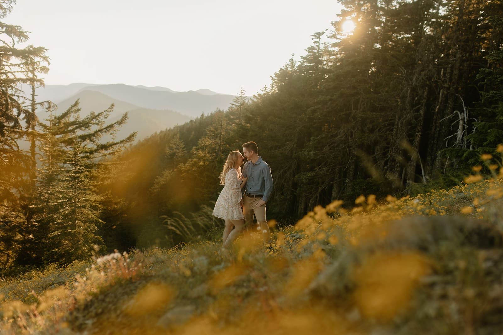 Alpine wild flower mt. Hood engagement session