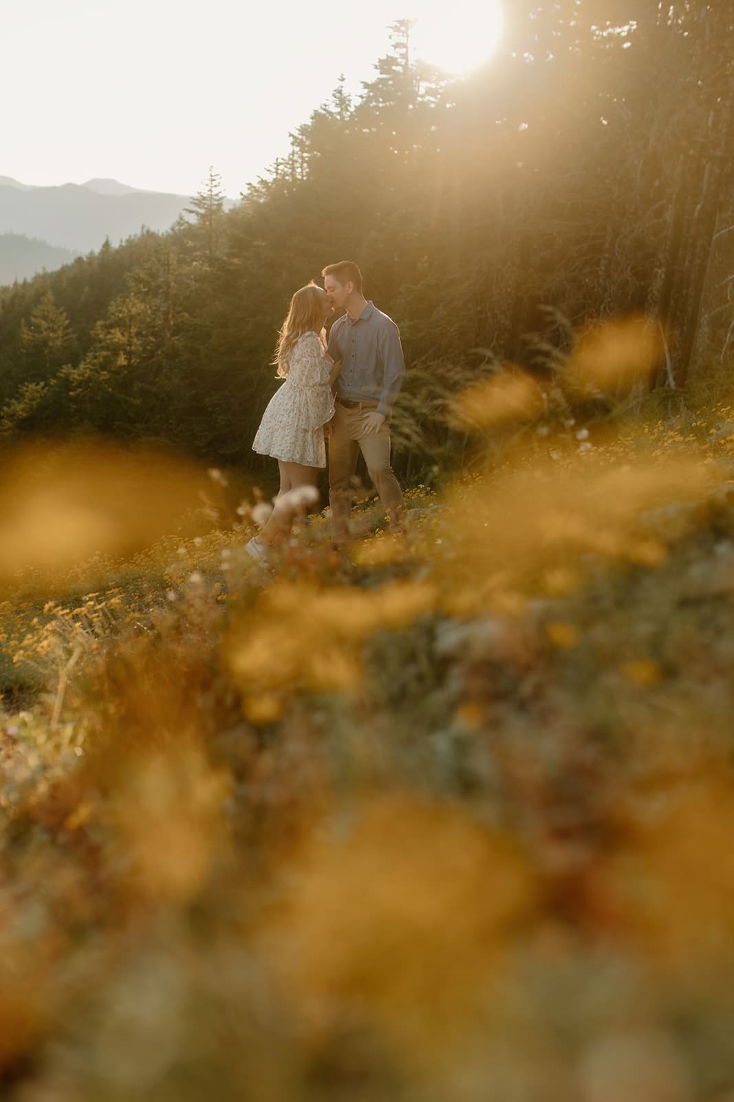 Alpine wild flower mt. Hood engagement session