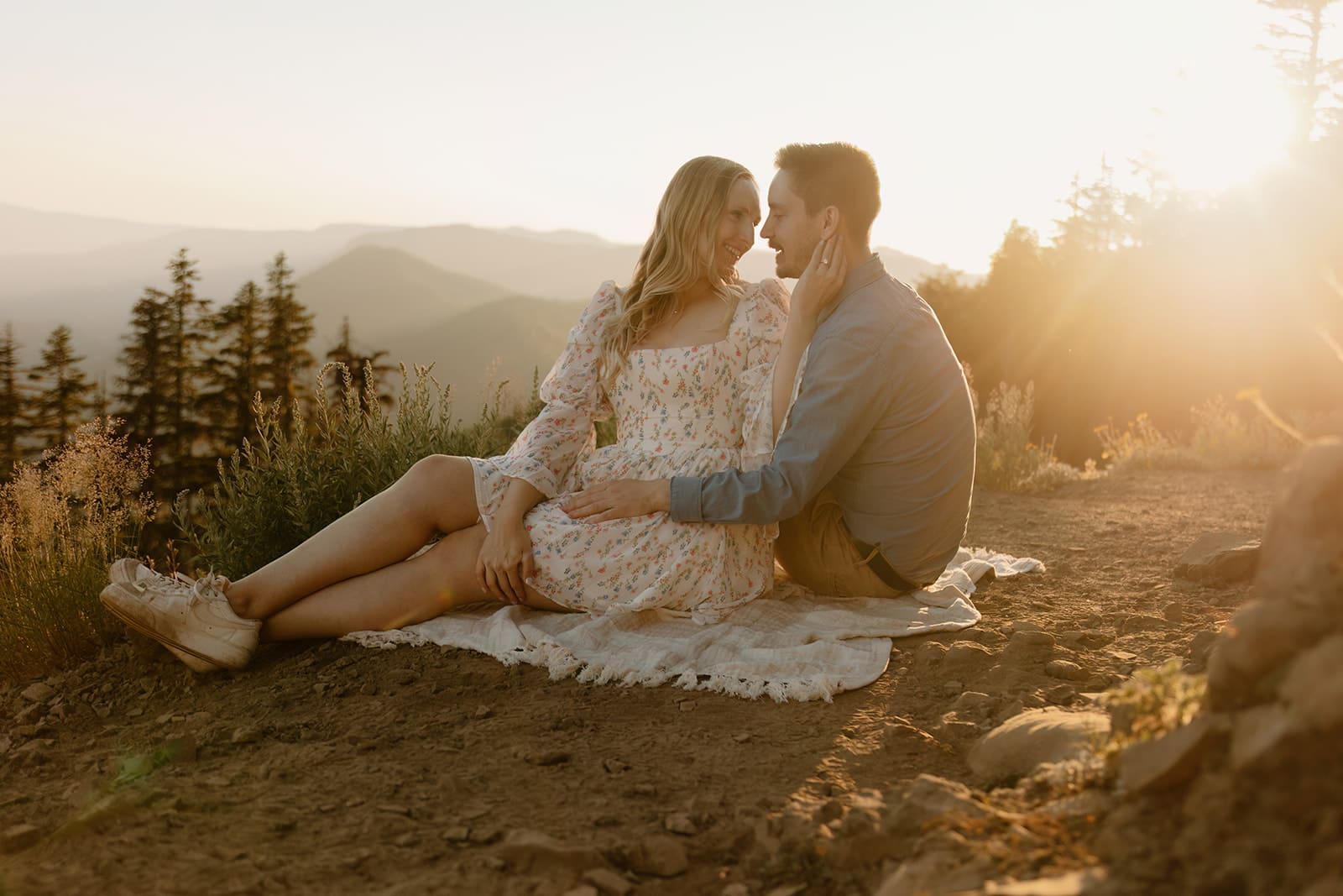 Alpine wild flower mt. Hood engagement session