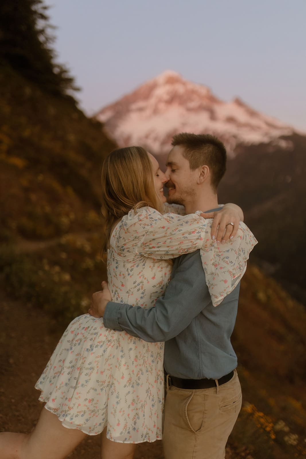 Alpine wild flower mt. Hood engagement session